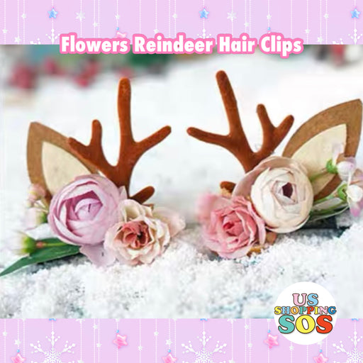 Christmas Delight - Flowers Reindeer Hair Clips