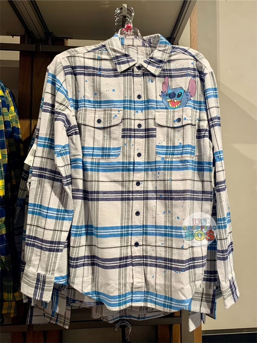DLR - Flannel Plaid Shirt (Adult) - Stitch (White/Blue/Grey)