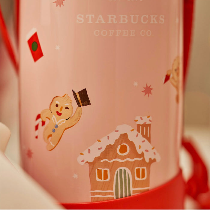 Starbucks China - Christmas 2021 - 20. Christmas Party Pink Large Stainless Steel Bottle 591ml