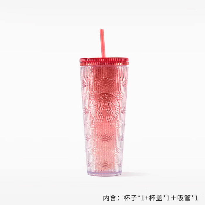 Starbucks China - New Year 2023 - 8. Embossed Ombré Red Plastic Cold-Cup Tumbler 710ml
