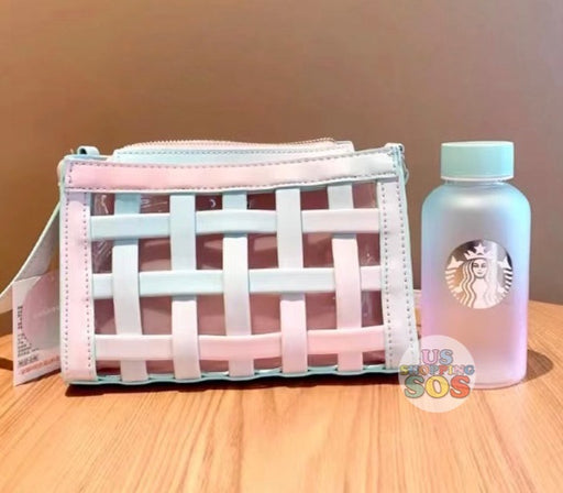 Starbucks China - Pink Mint Ombré - 1. Ombré Glass Bottle 320ml + Crisscross Pouch