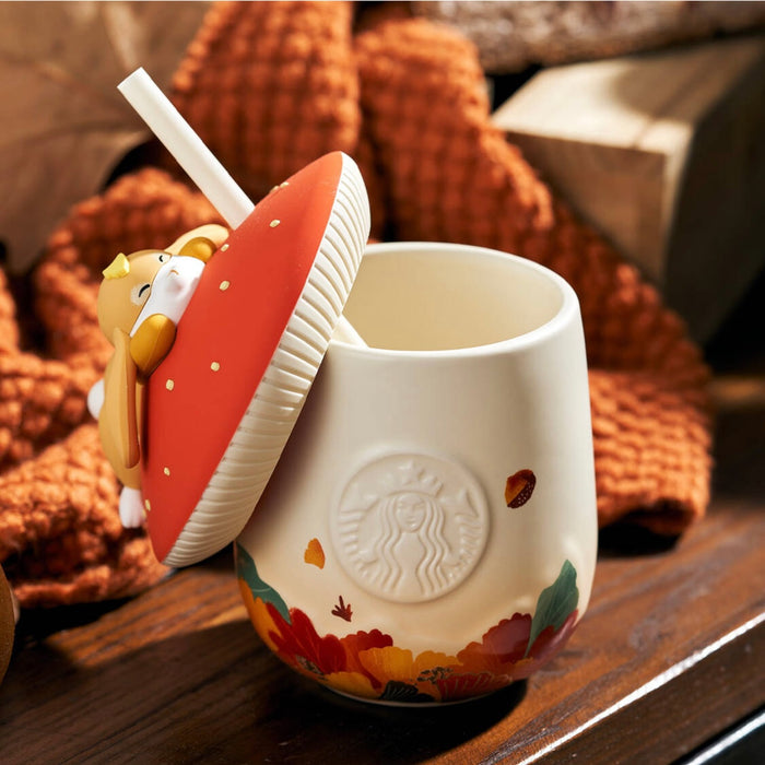 Starbucks China Autumn Leaves Ceramic Mug with Fox Lid (Starbucks