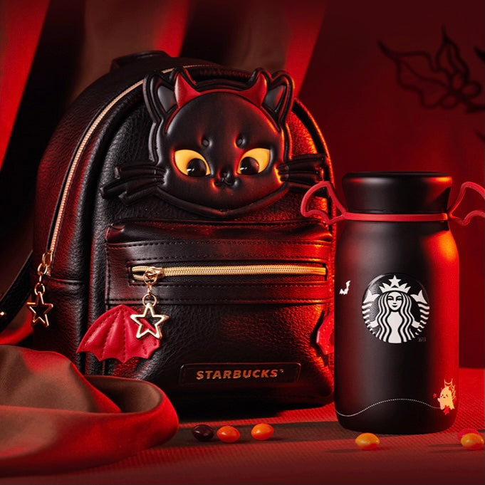 Starbucks China - Halloween 2021 - 6. Devil Cat Backpack + Stainless Steel Bottle 350ml