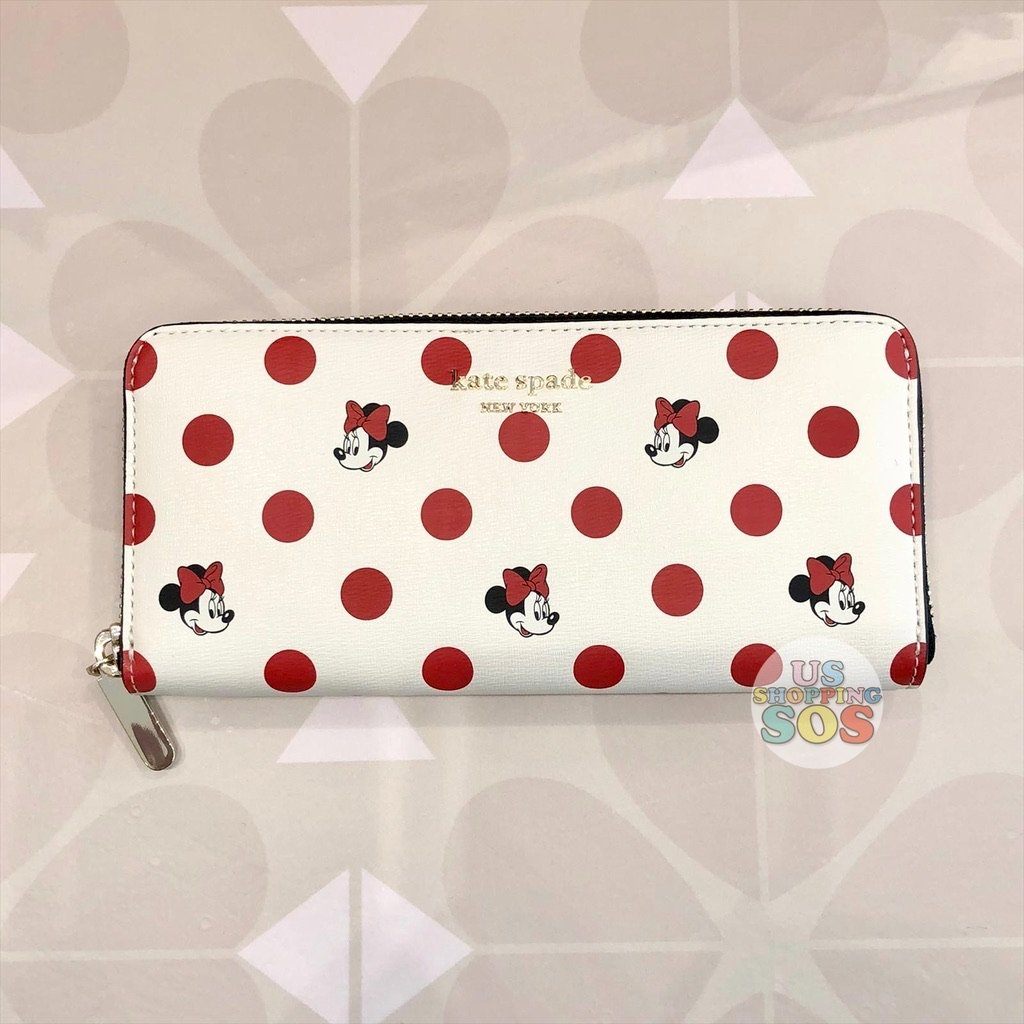 White Minnie & Mickey Pattern Zip Wallet