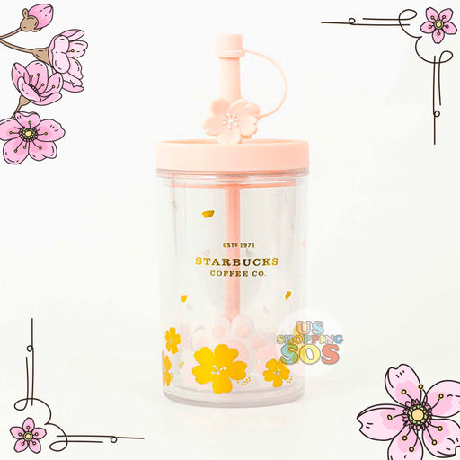 Starbucks China - Sakura 2021 - Cherry Blossom Hidden Kitty Paw Straw Double Wall Plastic Tumbler 370ml