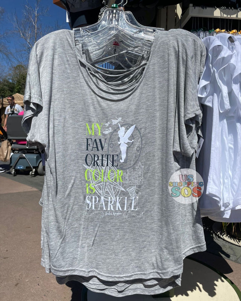 WDW - Epcot World Showcase United Kingdom - Tinker Bell “My Favorite Color is Sparkle” Grey T-shirt (Adult)