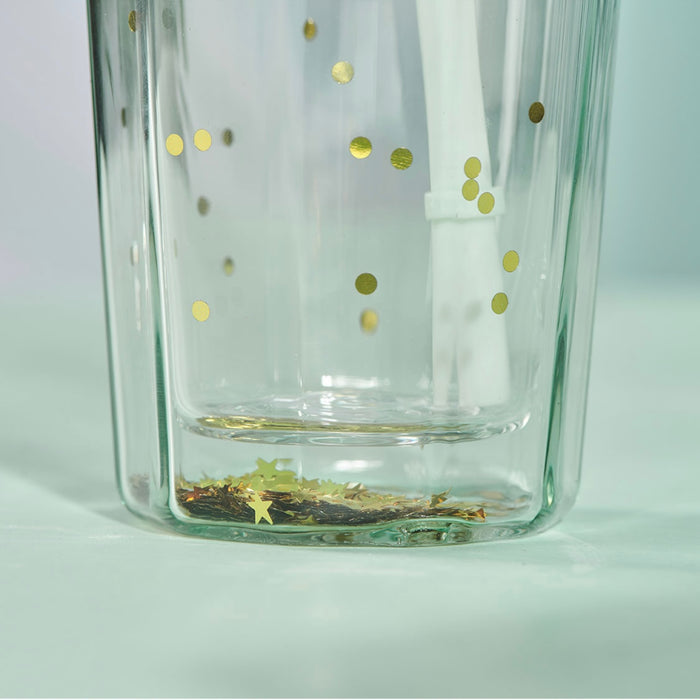 Starbucks China - Fairy Mint - 4. Gold Confetti Double Glass Cold Cup 591ml