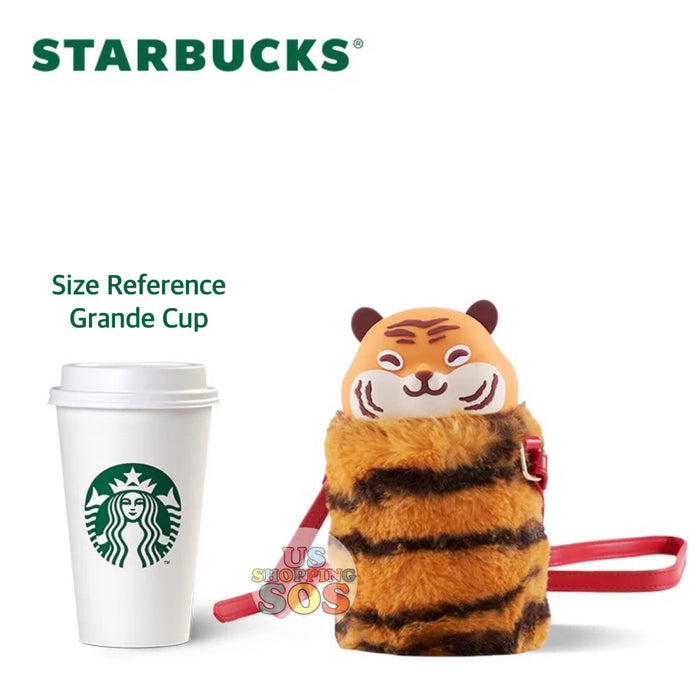 Starbucks China - Year of Tiger 2022 - 4. Tiger Capsule-Shape Stainless Steel Bottle 220ml + Tiger Pattern Fluffy Carrier