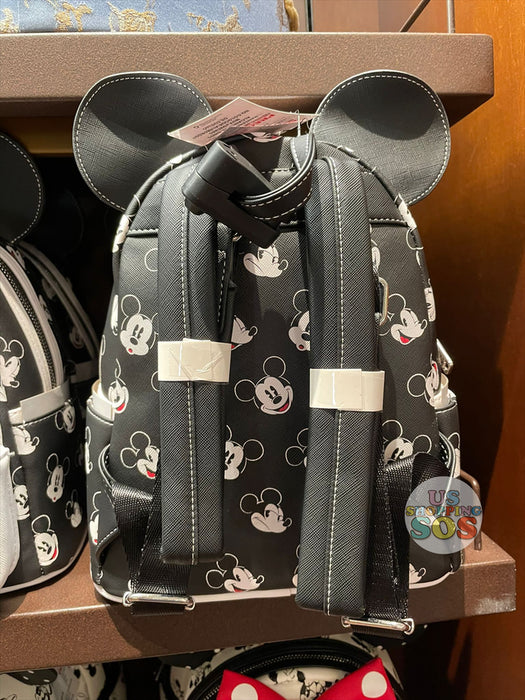 DLR - Loungefly Classic Mickey Face Icon All-Over-Print Ear Backpack (Black & White)