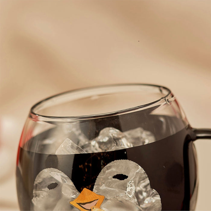 Starbucks 400ml/14oz Snowflake Glass Cup with Penguin Lid