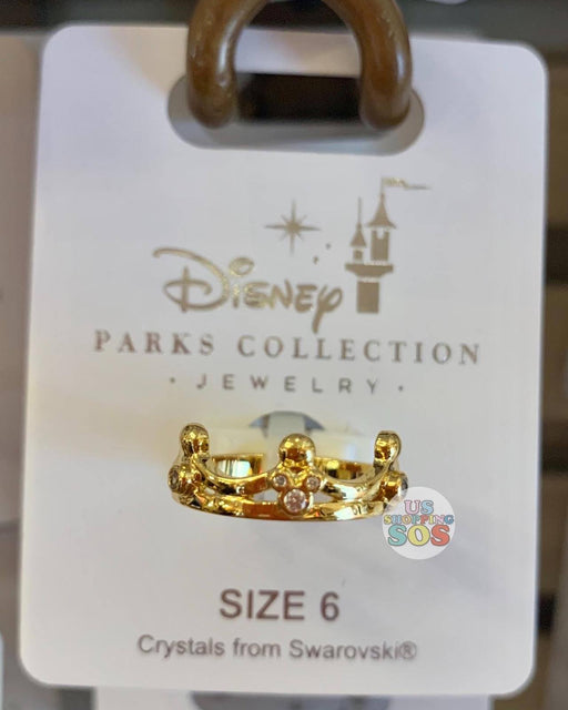 DLR - Disney Parks Jewelry - Swarovski Crystal Mickey Icon Crown Ring (Gold)