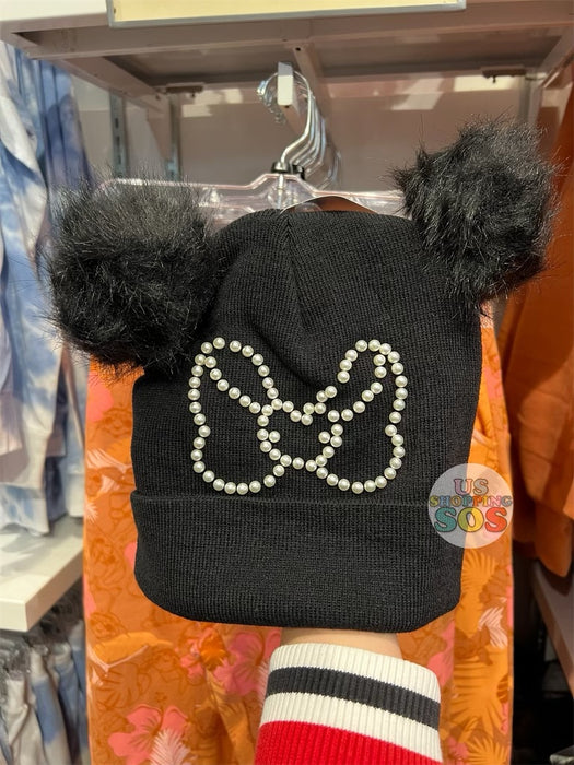 DLR - Fashion Beanie - Minnie Pom Pom Ear Pearl Bow (Black)