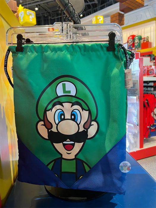 Universal Studios - Super Nintendo World - Luigi Big Face Drawstring Backpack