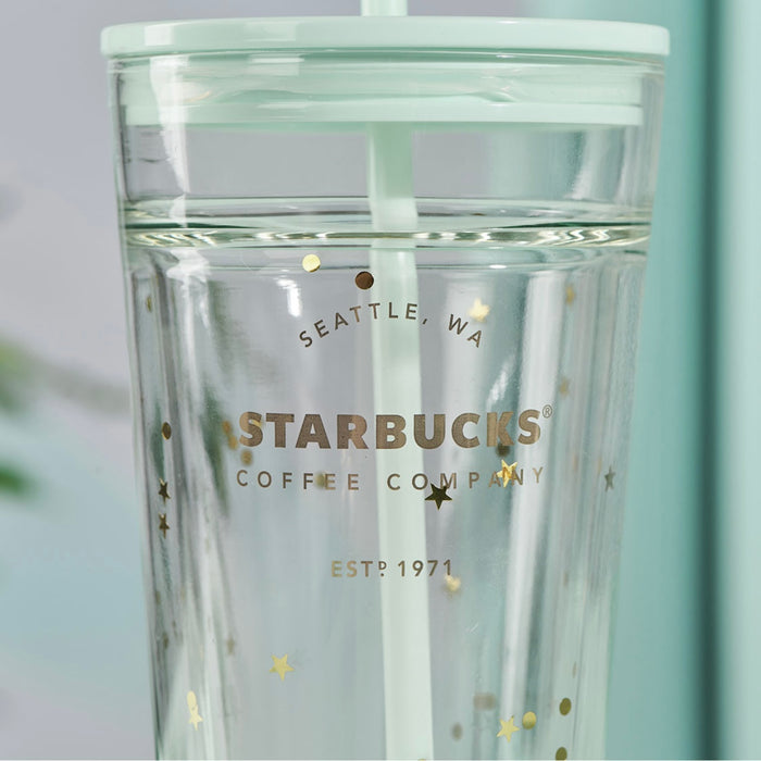 Starbucks China - Fairy Mint - 4. Gold Confetti Double Glass Cold Cup 591ml