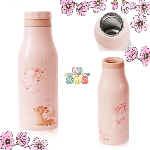Starbucks China - Pink Sakura - 473ml Deer Fun Stainless Steel Water Bottle