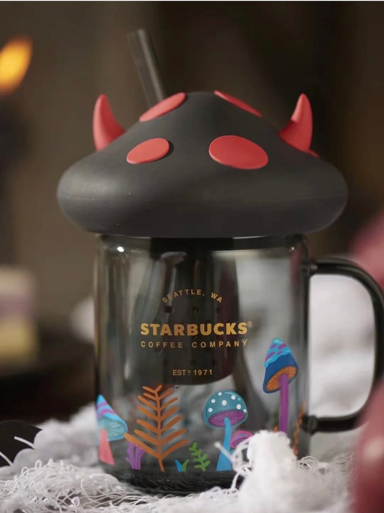 Starbucks China - Halloween 2021 - 10. Devil Mushroom Straw Mason Jar 525ml