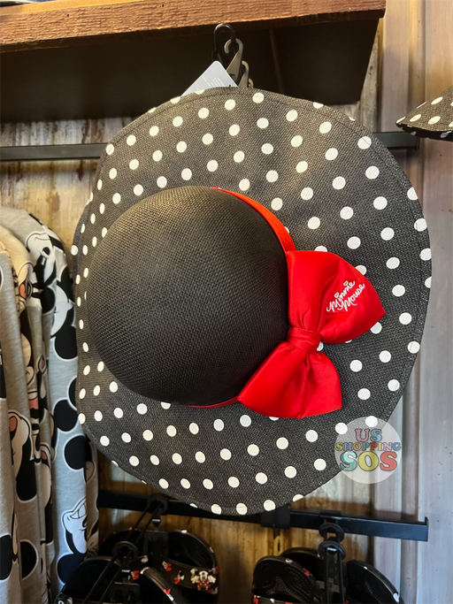 DLR/WDW - Minnie Mouse Straw Polka Dot Hat Black (Adult)