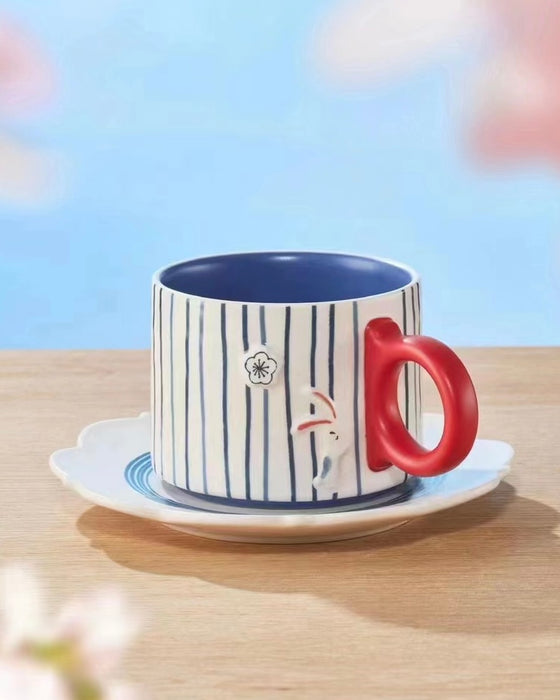 Starbucks China - Classic Rabbit 2023 - 1. Rabbit Stripe Ceramic Mug + Saucer 355ml