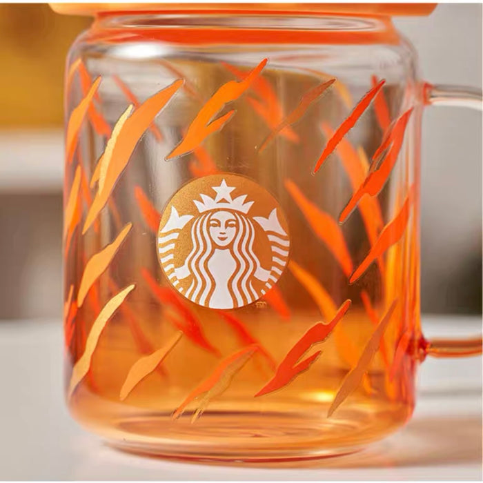 Starbucks cup Tiger Year 12oz Cute Tiger Palm Ceramic Mug Cup W/ Tiger Lid  Gifts