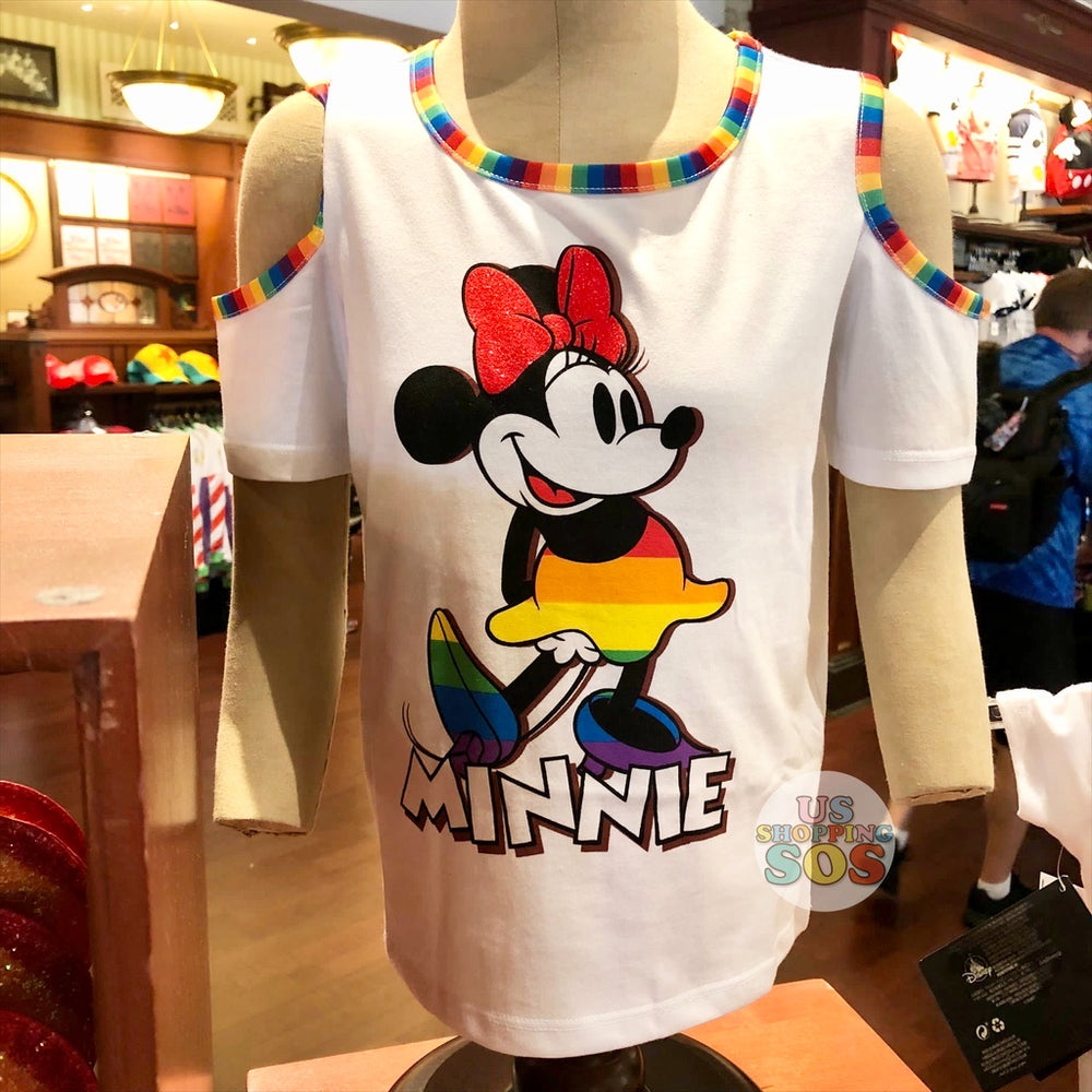 WDW - Rainbow Collection - Minnie "Walt Disney World" Shoulder Cutout White T-shirt  (Youth)