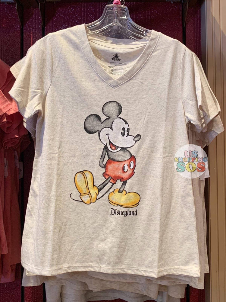DLR - Retro Mickey Mouse V-Neck T-shirt (Adult) - Oatmeal