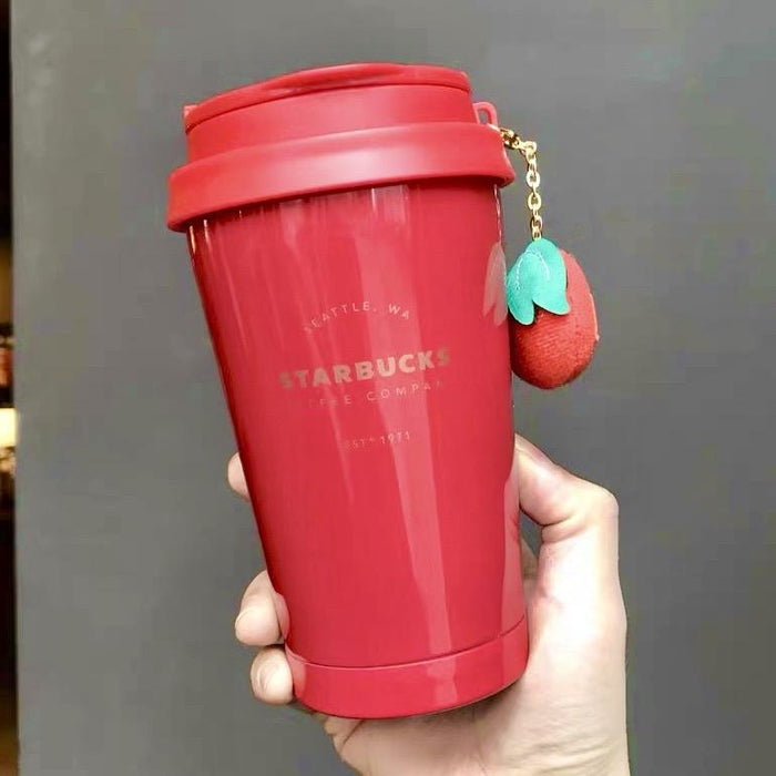 Starbucks China - New Year 2020 Classic Red - 13oz Red Stainless Steel ToGo Cup with Strawberry Charm