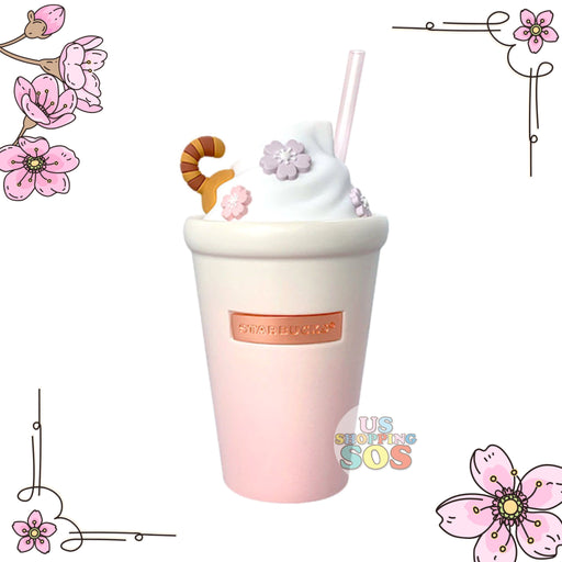 Starbucks China - Sakura 2021 - Hidden Kitty Cherry Blossom Cream Lid Ceramic Cold Cup 460ml