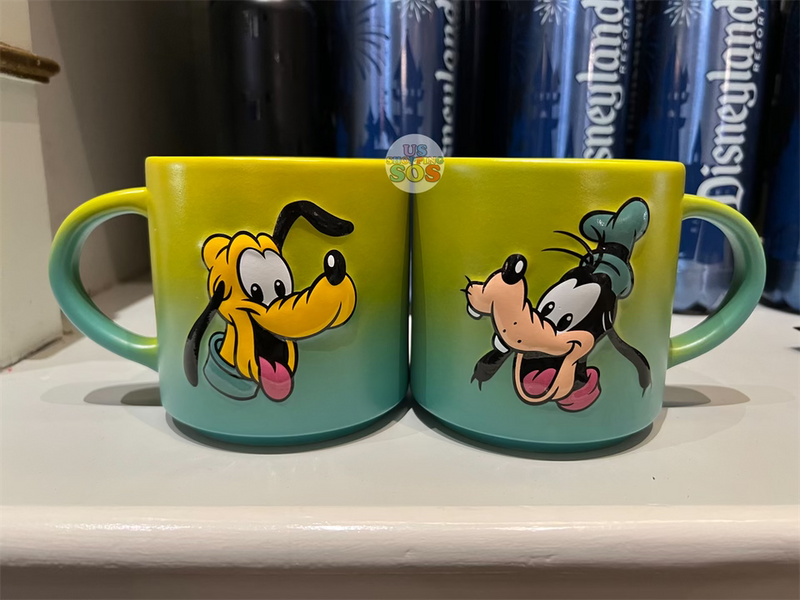 Three Disney Mugs, Ceramic Mug Mickey Mouse, the Little Mermaid, Pluto,  Pinocchio, Dumbo, Goofy, Donald, Red Mug, White Mug, Blue Mug, 