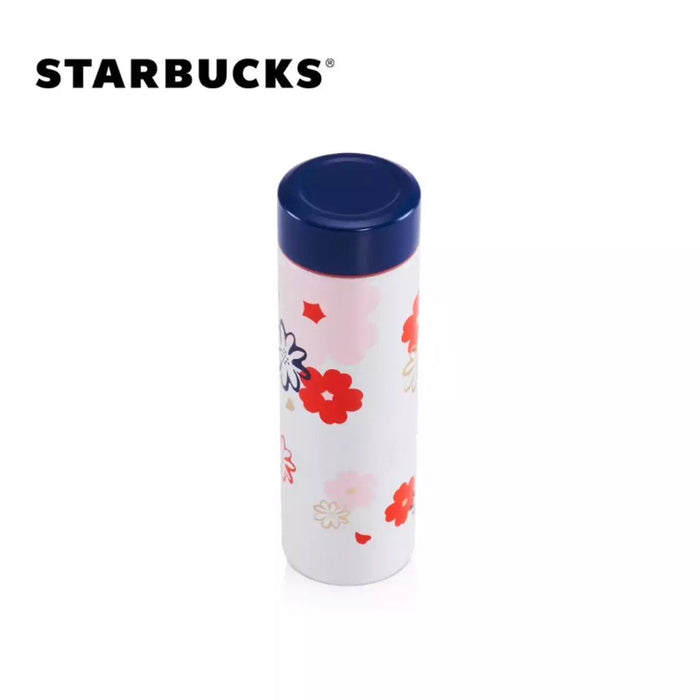 Starbucks China - Spring Blooming 2021 - Navy Lid Floral Stainless Steel Bottle 320ml