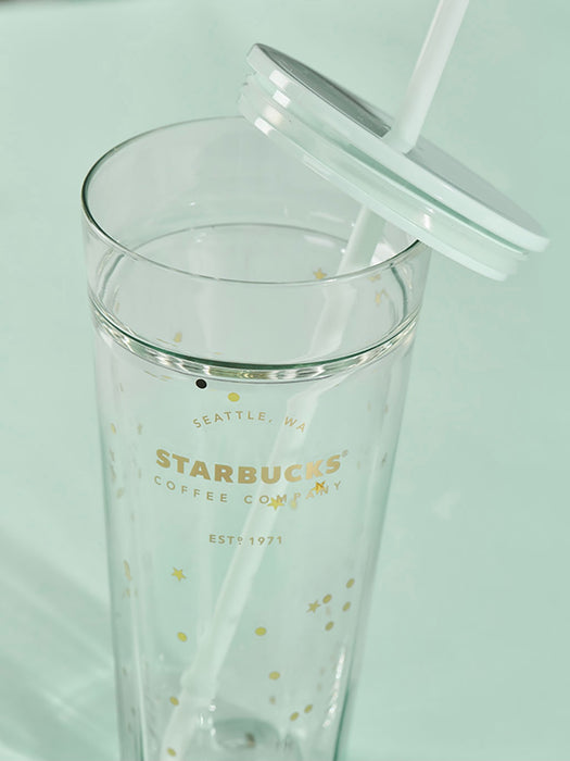 Happy Face Coffee Starbucks Cup Mint Green Blue Confetti Color