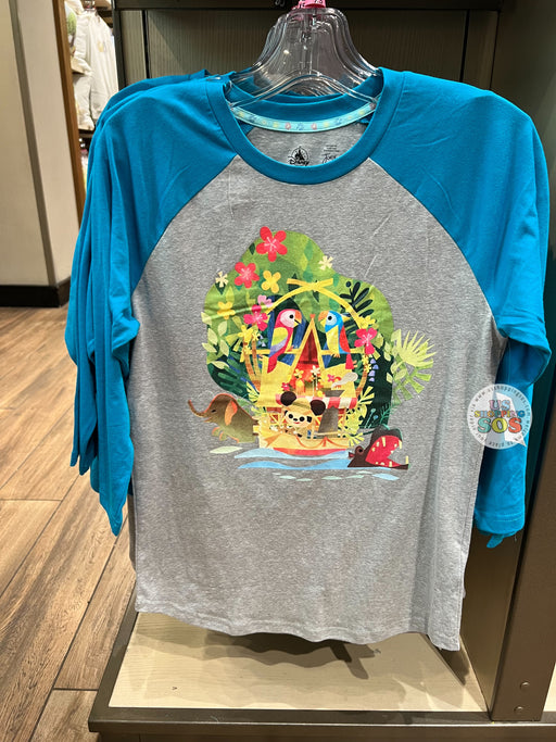 DLR/WDW - Disney x Joey Chou - Jungle Cruise & Enchanted Tiki Room Aqua Raglan Sleeve Heather Grey T-shirt (Adult)