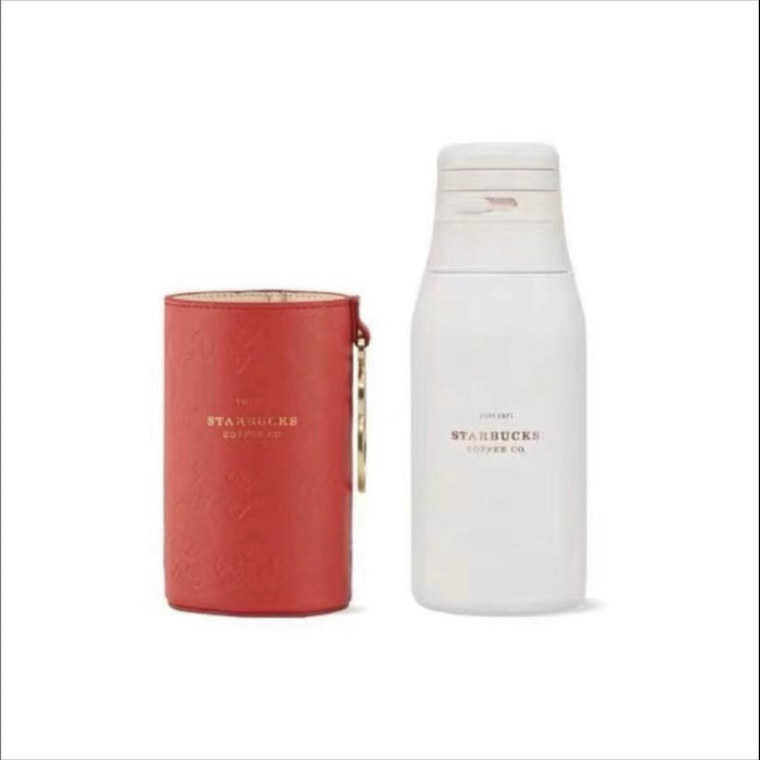 Starbucks China - Year of Tiger 2022 - 45. Gourd White Stainless Steel Bottle with Red Pouch 355ml