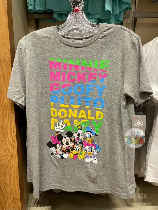 DLR - Mickey & Co Graphic T-shirt - Mickey & Friends Name Grey (Adult)