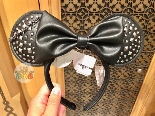 SHDL - Silver Studded Minnie Mouse Ear Leather Headband