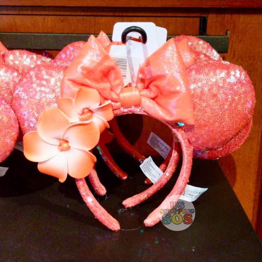 Aulani - Minnie Sequin Headband with Plumeria (Ariel’s Grotto Coral)