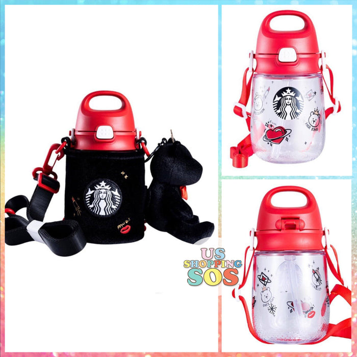Starbucks China - Valentine’s Day 2021 - Thermos Sippy Bottle with Plush Keychain & Carrier 370ml