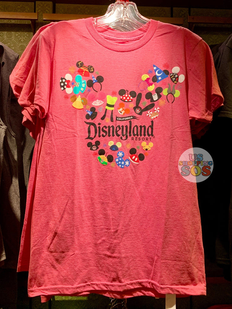 DLR - Graphic T-shirt - Mickey & Friends Ear Hat “Disneyland Resort” (Adult) (Heather Red)