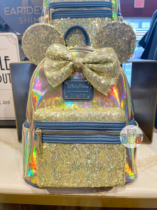 WDW - Walt Disney World 50 EARidescent Shimmer - Loungefly Minnie Gold Sequin Iridescent Backpack
