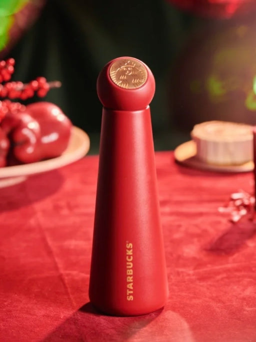 Starbucks China - Christmas 2021 - 81. Christmas Red Cone Shape Stainless Steel Water Bottle 480ml