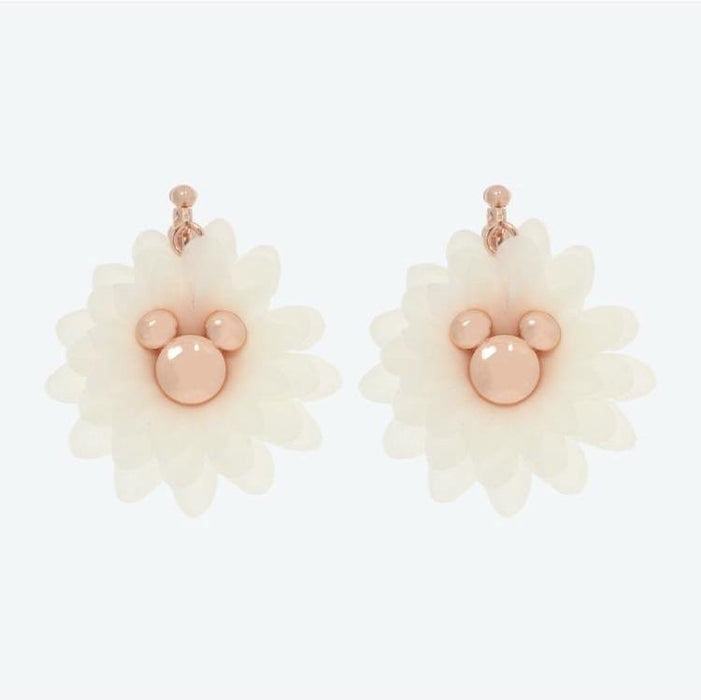 TDR - Earrings x Big Flowers - Mickey Mouse (White)