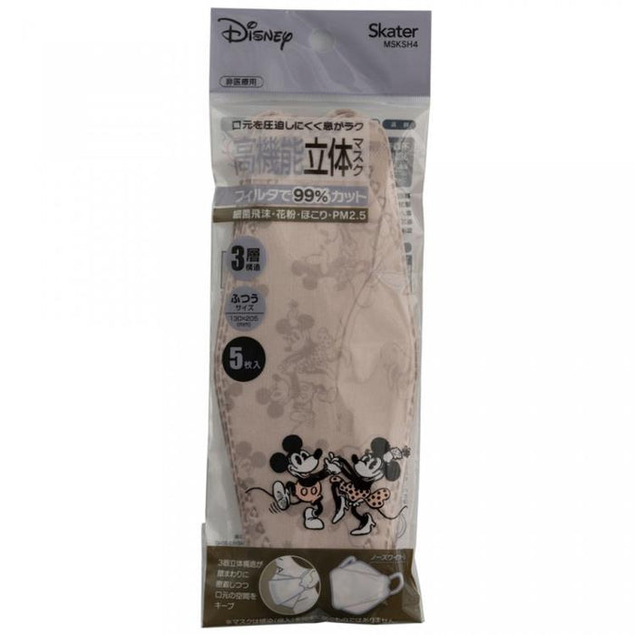 JP x RT  - Mickey & Minnie Mouse Non-Woven High-Performance 3 Dimensional mask / Normal Size 5 pieces