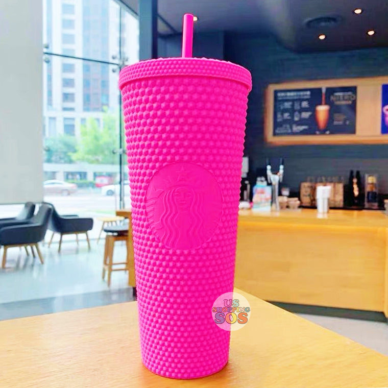 Starbucks 2021 US Neon Matte Pink Jelly Studded Bling Venti Tumbler